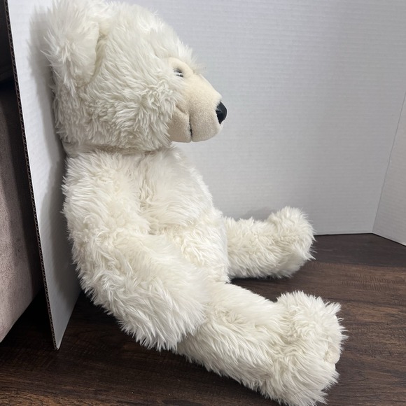 Vintage 1997 Build a Bear Polar Bear Long Fur Faux Leather Nose Pads 20" Plush - Picture 11 of 11